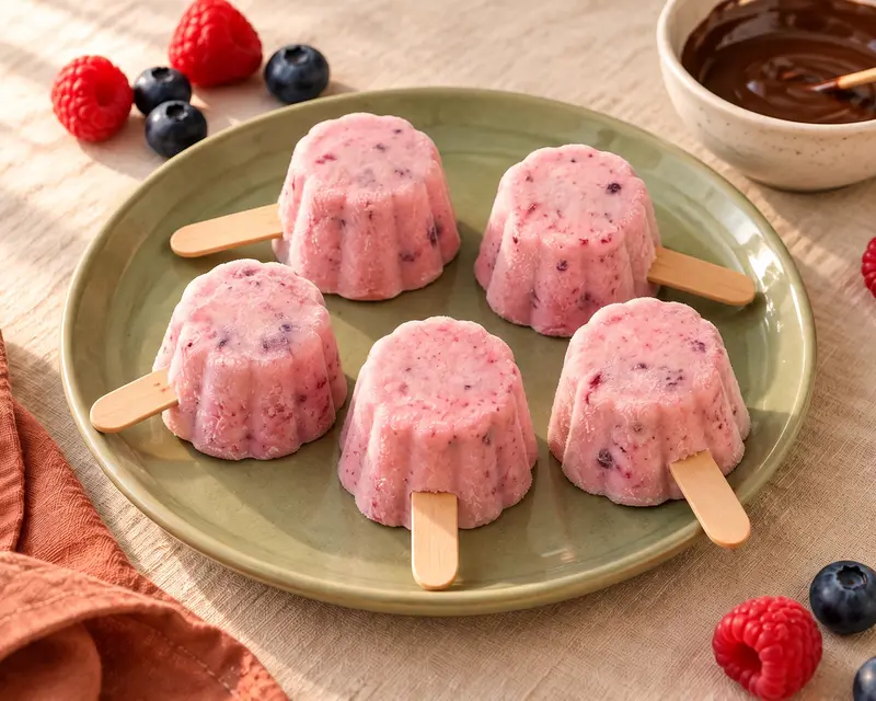 The same berry yogurt pops without eyes