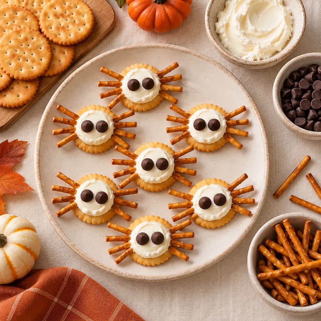 Spider Cracker Bites on a plate