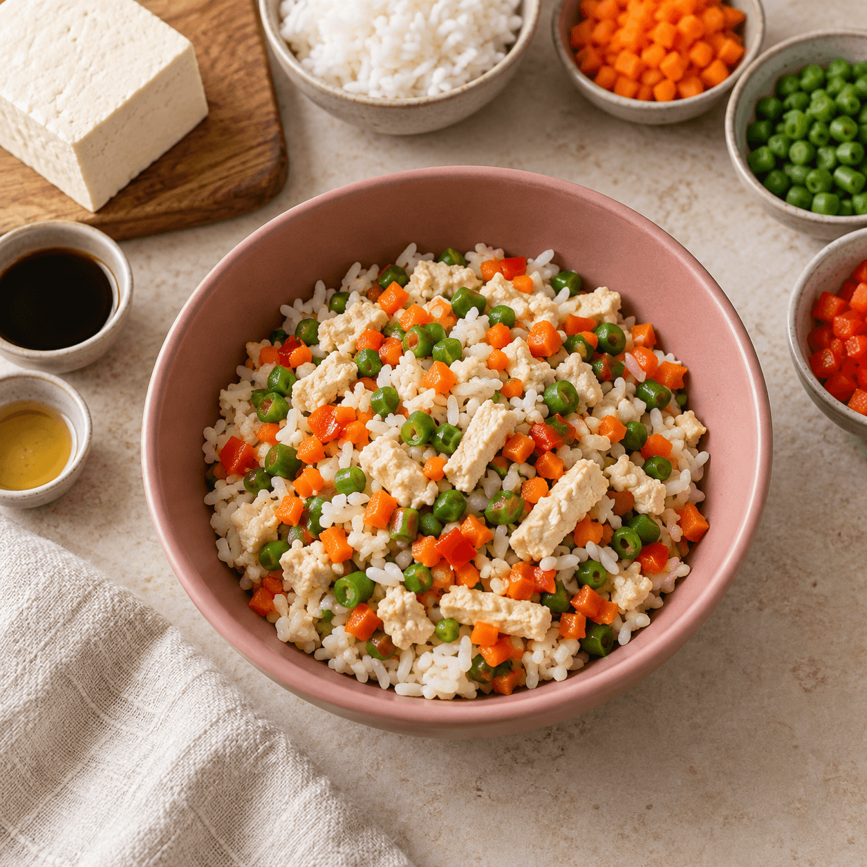Soft Tofu Veggie Stir Fry with Rice